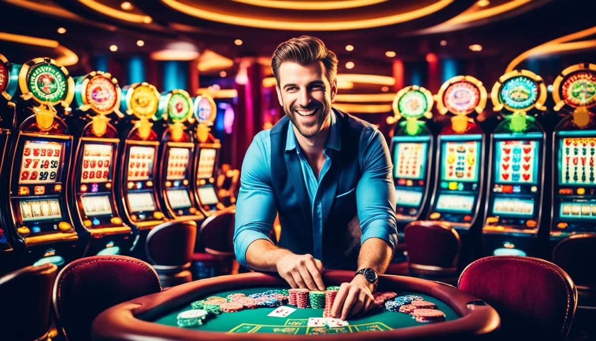 Dashboard aplikasi warkop69 menampilkan daftar meja dealer, pertandingan sportsbook, dan permainan slot dalam layout mobile responsif